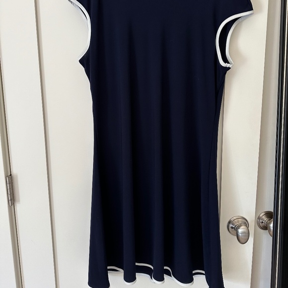 NIK AND NASH WOMEN'S NAVY WITH WHITE PIPING CAP SLEEVE DRESS XL - Picture 8 of 8